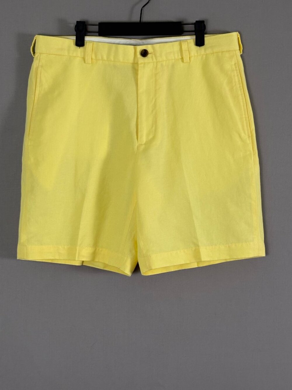 Brooks Brothers Yellow Linen Cotton Shorts Mens 36 Flat Front Preppy Golf